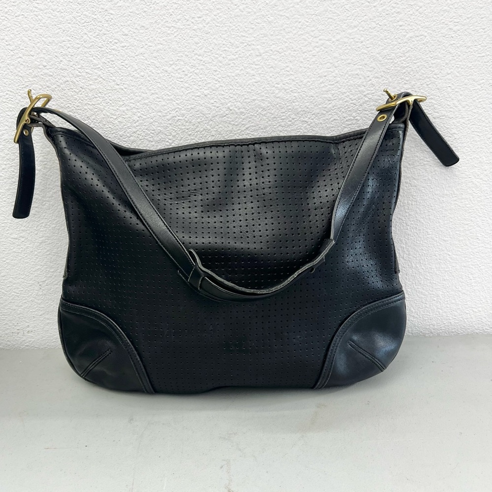 Coach Legacy 9218 Black Perforated Leather Shoulder Bag